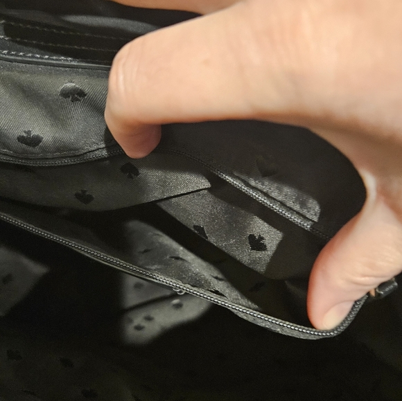 Kate Spade Black Carley Flap Nylon Drawstring Backpack w / Pockets - Picture 6 of 10